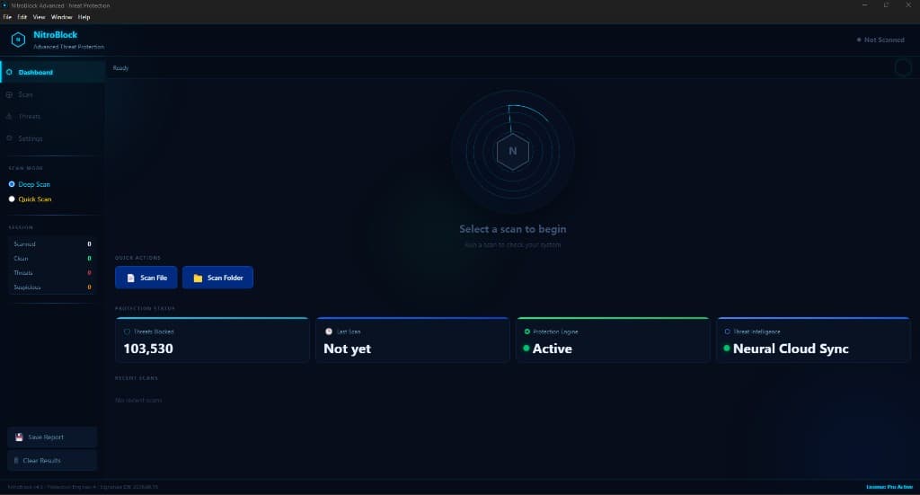 NitroBlock dashboard ready state